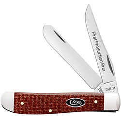 Dark Red Burlap Micarta Smooth Mini Trapper 82271