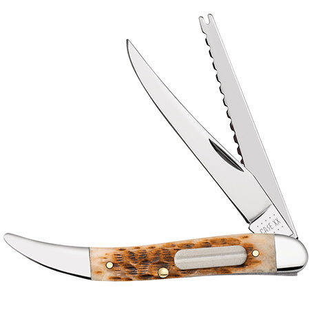 Amber Bone Peach Seed Jig Fishing Knife 10726